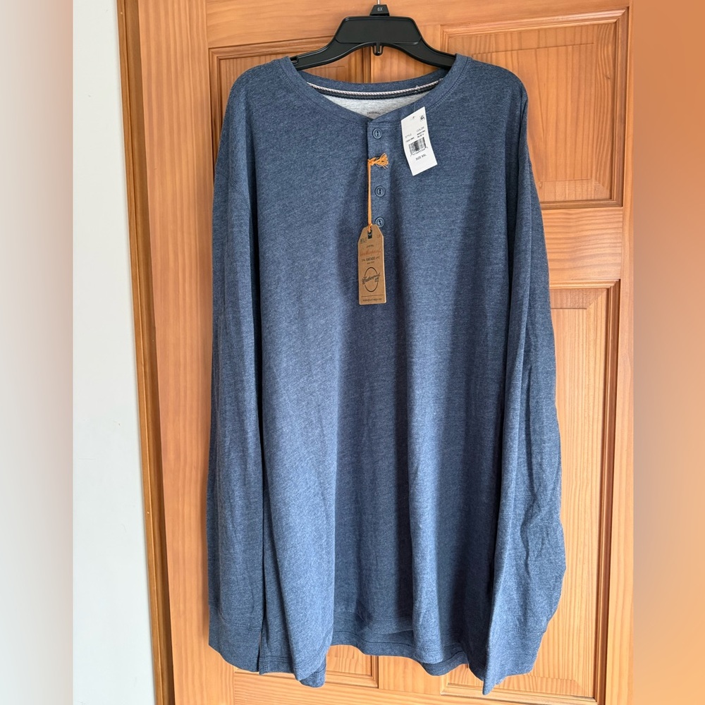 Weatherproof Vintage Men's Y2K Blue Henley Long Sleeve Shirt XXL